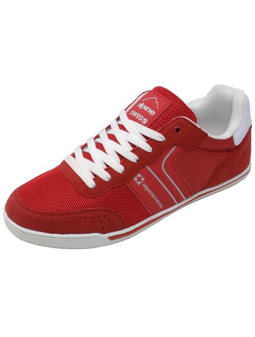 Alpine Swiss Liam Mens Fashion Sneakers Suede Trim Low Top Lace Up Tennis Shoes