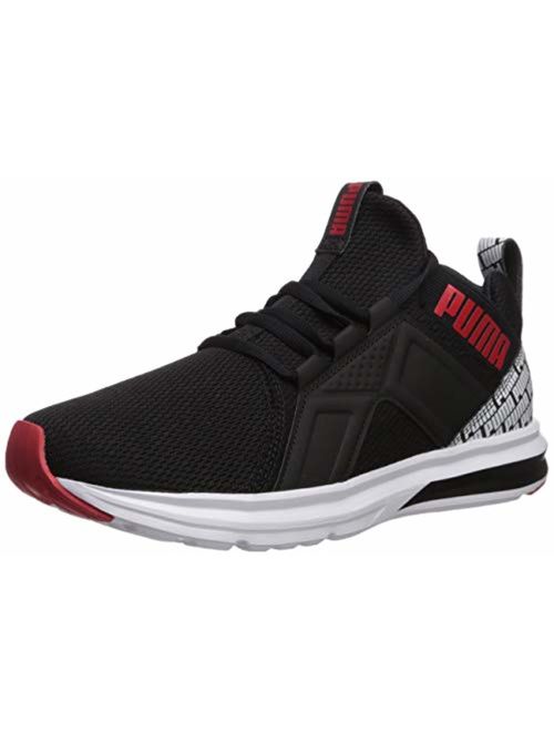 PUMA Men's Enzo Sneaker, Black-High Risk Red White, 12 M US