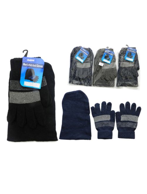 1 Mens Hat Gloves Set Winter Ski Skully Beanie Cap Snow Cold Unisex Warm Soft