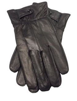 Men's Genuine Leather Warm Lined Driving Gloves (L, BLACK)