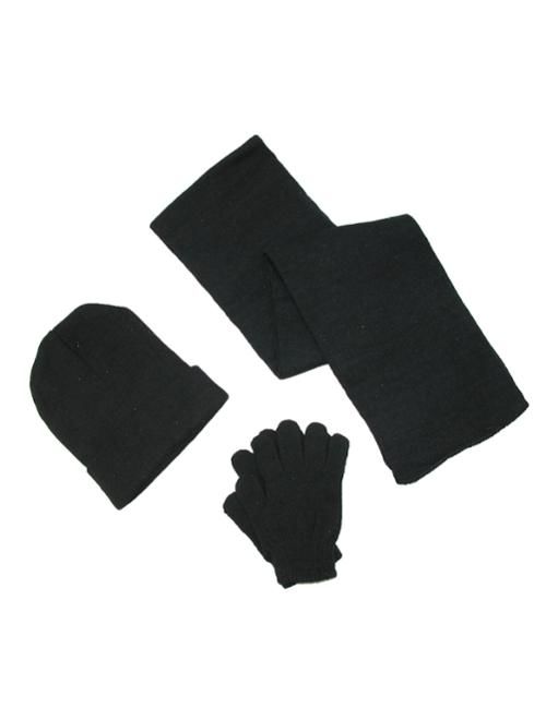 Men's Knit Solid Hat Gloves and Scarf Winter Set, Size: one size