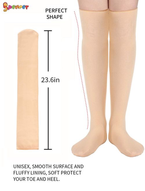 Spencer 2 Pairs Women Thigh High Socks Winter Thick Fleece Lined Over the Knee High Boot Stockings Cotton Leg Warmers "Black"