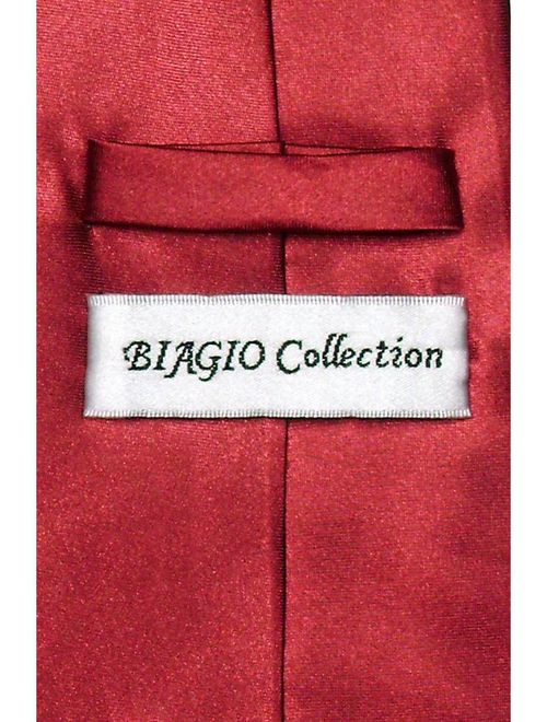 Biagio CLIP-ON NeckTie Solid ROSE RED Color Men's Neck Tie