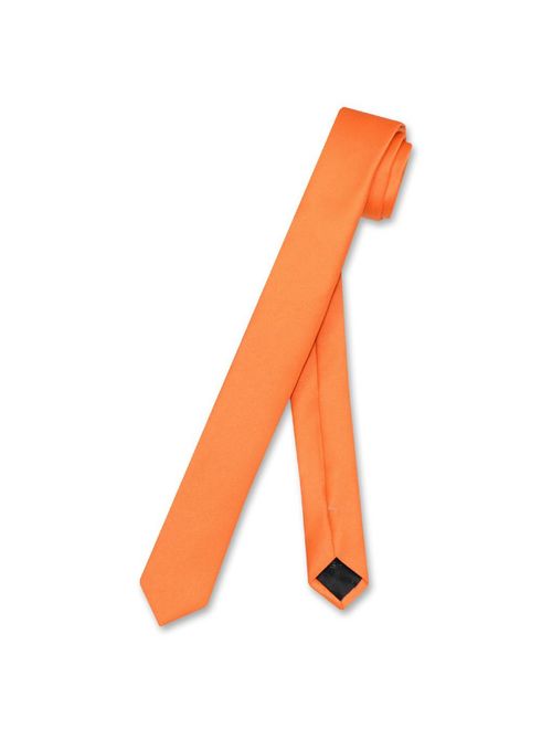 Vesuvio Napoli Narrow NeckTie Extra Skinny ORANGE Color Men's Thin 1.5" Neck Tie