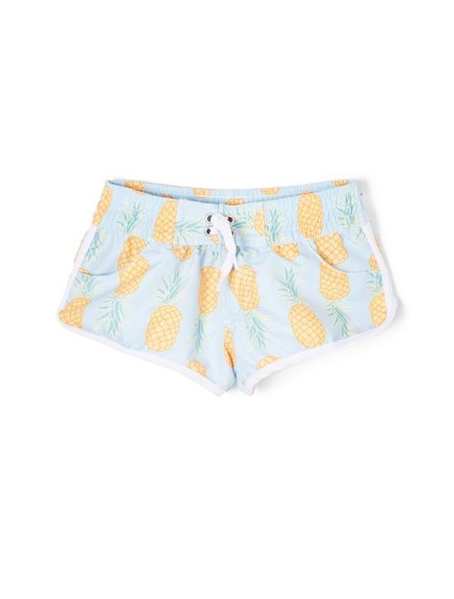 Azul Little Girls Light Blue Yellow Fruit Print Drawstring Pineapple Shorts 5