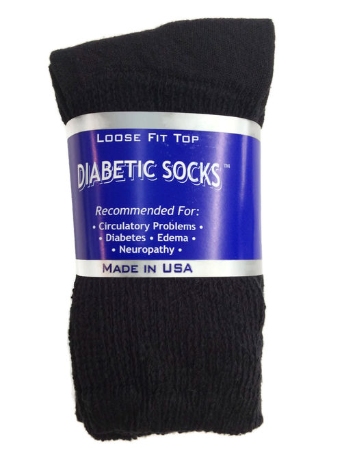Creswell 3 Pairs Of Mens Black Diabetic Crew Socks 10-13 Size