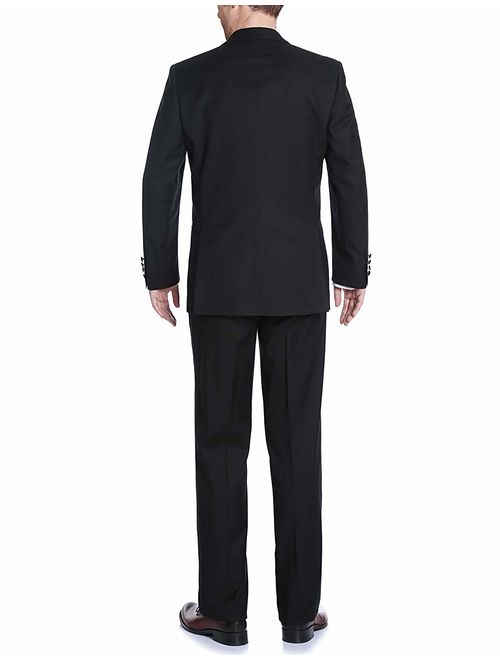 Men's Classic Fit Satin Notched Lapel 2 Piece Tuxedo Suit Set - Tux Blazer Jacket and Pants