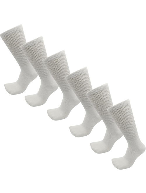 USBingoshop 6 Pairs Mens White Gray Black Physicians Approved Cotton Crew Diabetic Socks
