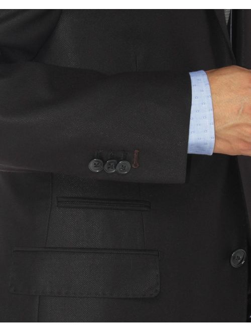 LN LUCIANO NATAZZI Mens Two Button Notch Lapel Blazer Modern Fit Suit Jacket Black