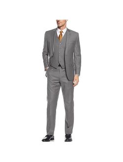 Alberto Nardoni Gray Suit Slim Skinny European Fit Vested 3 Pieces Suit Notch Lapel Side Vented