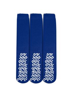 Personal Touch Top of the Line Mid-Calf Hospital Slipper Socks, for Adults and Designed for medical hospital patients,(Pack of 3 Royal)