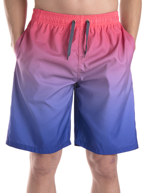 LELINTA Men's Swim Trunk Beach Board Shorts Swimsuit with Elastic Waist Drawstring Red