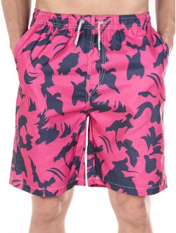 Mens Swim Trunks Board Shorts Bathing Suits Elastic Waist Drawstring Blue/ Red, Up Size To 4X-Large