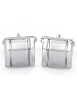 Coastal Jewelry Polished Finish Square Grooved Cufflinks (15mm Wide)