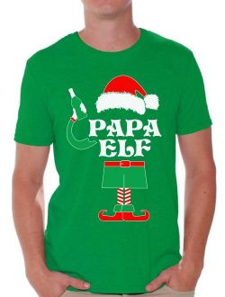 Papa Elf Shirt Elf Christmas Tshirts for Men Papa Elf Ugly Christmas Shirt Papa Elf Christmas Holiday Top Funny Elf Suit Xmas Party Holiday Men's Tee Xmas