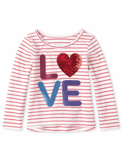 The Children's Place Long Sleeve Striped Sequin High-Low T-Shirt (Baby Girls & Toddler Girls)