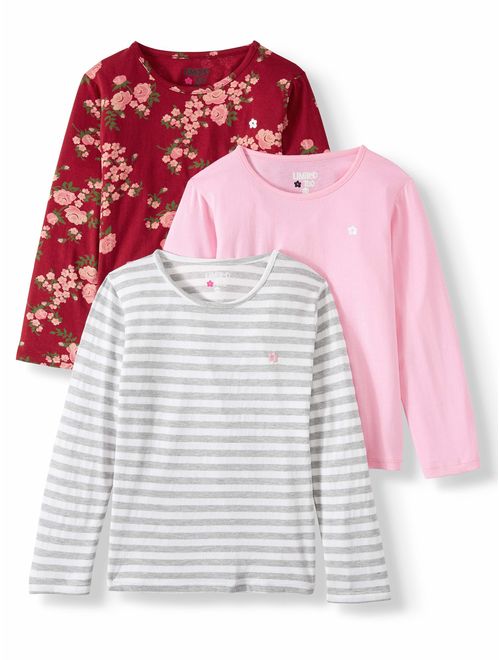 Limited Too Floral Print, Stripe & Solid Long Sleeve T-Shirt, 3-Pack (Little Girls & Big Girls)