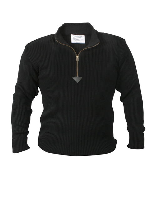 (Price/EA)Rothco 3370 Quarter Zip Acrylic Commando Sweater-Black-3XL