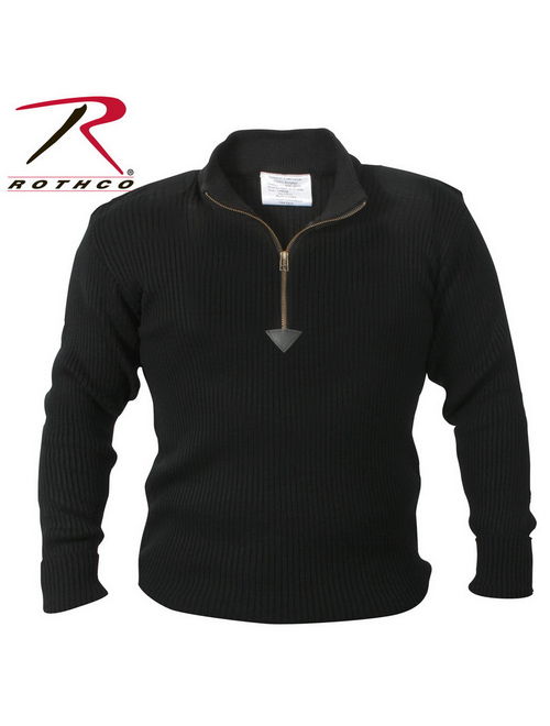 (Price/EA)Rothco 3370 Quarter Zip Acrylic Commando Sweater-Black-3XL