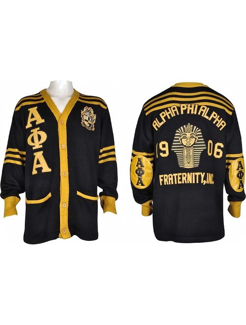 Buffalo Dallas Alpha Phi Alpha Fraternity Mens Cardigan Sweater [Black - M]