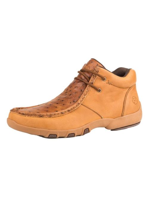 Roper Western Shoes Mens Moc Ostrich 8.5 D Tan 09-020-1780-2092 TA