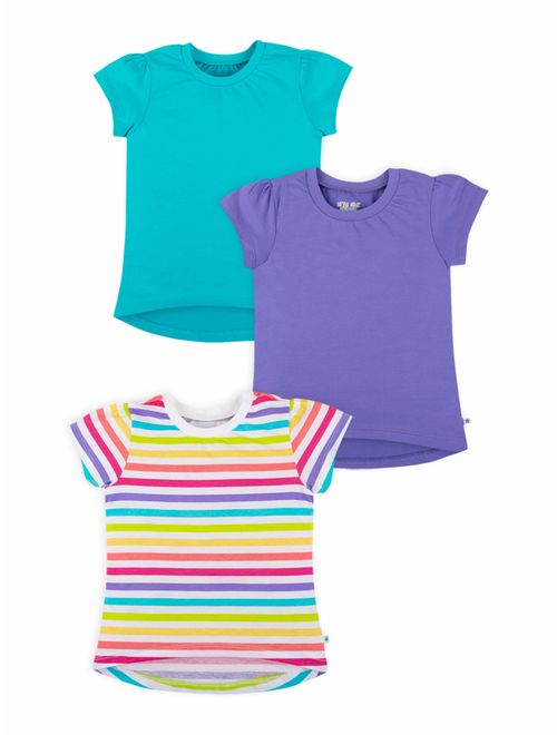 Little Star Organic Short Sleeve Pure Organic True Brights Puff Sleeve T-shirts, 3 Pk (Baby Girls & Toddler Girls)
