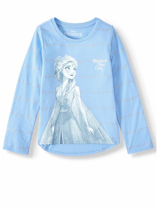 Disney Frozen 2 Elsa and Anna Graphic Hi-Lo Long Sleeve T-Shirt (Little Girls & Big Girls)