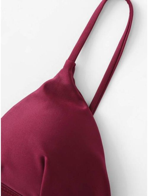 Shein Triangle Top With String Bikini Set