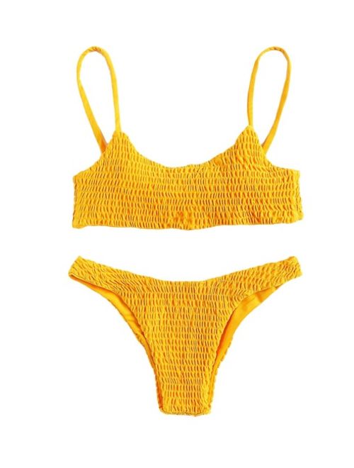 Shein Spaghetti Strap Top With Smocked Bikini