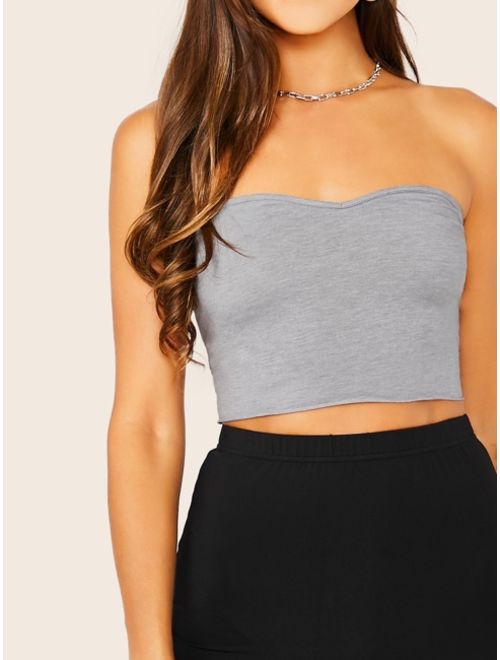 Shein Solid Sweetheart Neck Tube Top