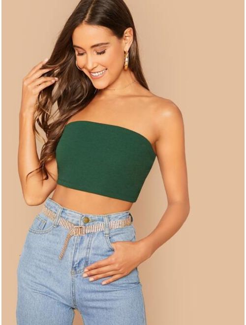 Shein Lace Up Backless Tube Top