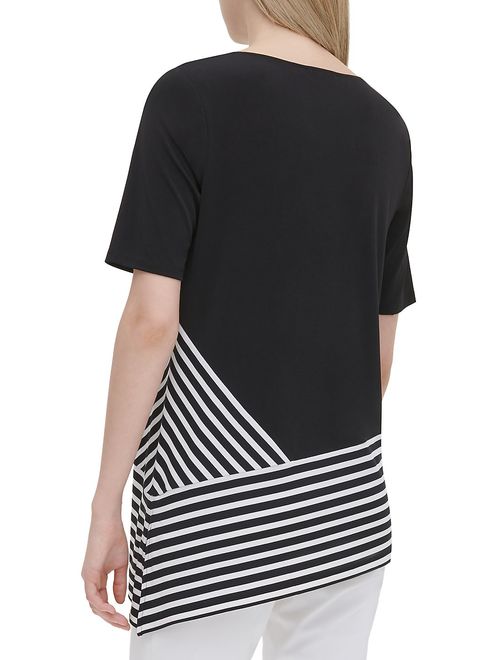 Calvin Klein Striped Side Slit Long T-Shirt