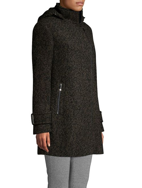 Calvin Klein Faux Fur Hooded Wool-Blend Coat