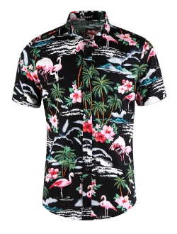 Men's Summer Pineapple Short Sleeve Button Down Hawaiian Shirt