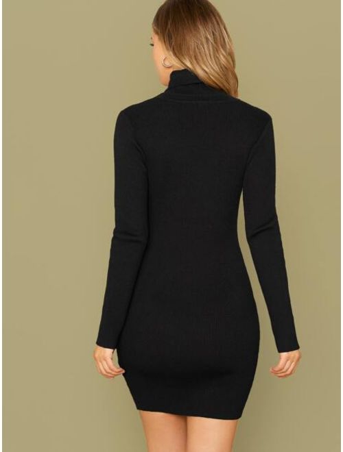 Shein Solid Slim Sweater Dress Without Necklace