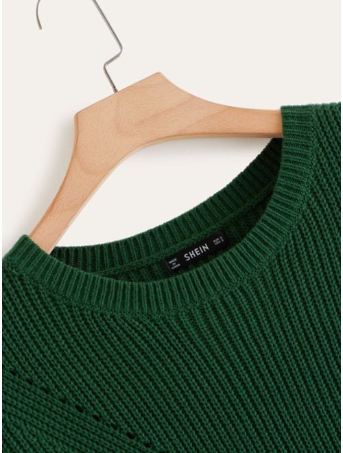 Shein Chevron Pointelle Knit Sweater Dress