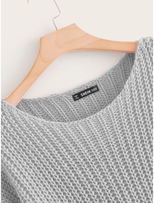 Shein Drop Shoulder Chunky Knit Sweater Dress
