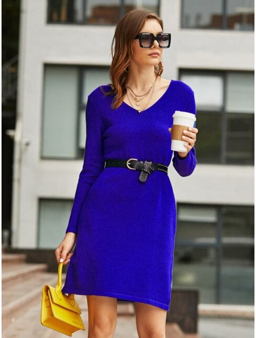 Shein O-ring Strappy Back Solid Sweater Dress