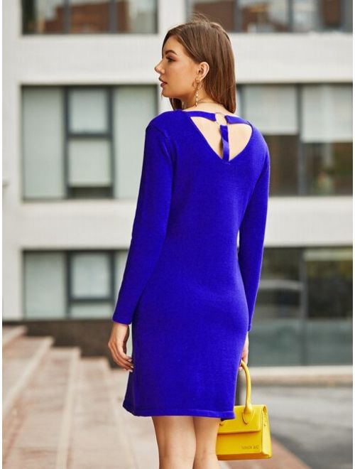 Shein O-ring Strappy Back Solid Sweater Dress