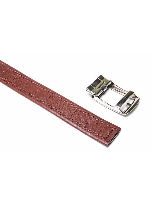 Men's Belt Genuine Leather Belt Automatic Buckle Ratchet Dress Belt for Men Perfect Fit Waist Size Up to 46"-Functional, Stylish and Durable