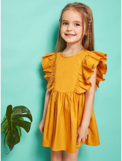 Shein Toddler Girls Exaggerated Ruffle Popper Back A-line Dress