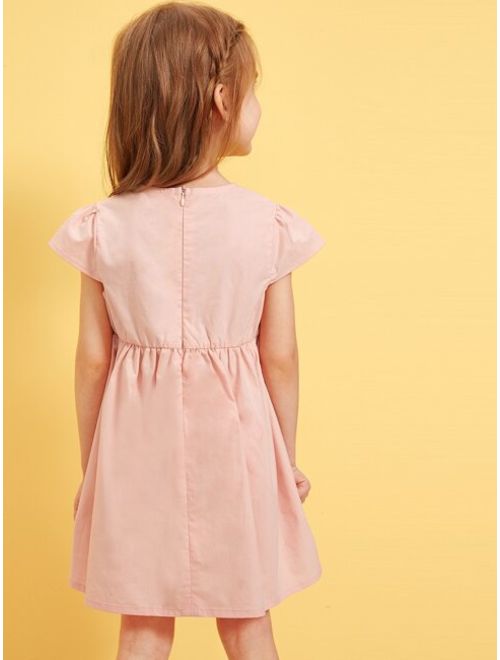 Shein Toddler Girls Zip Back Solid Babydoll Dress