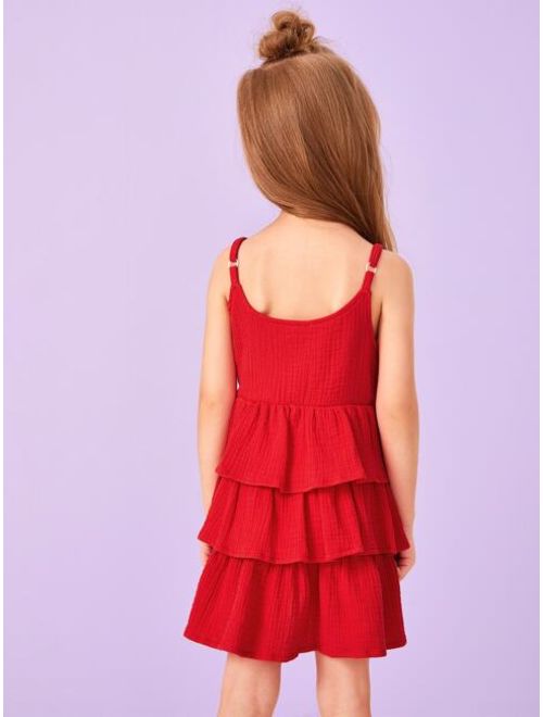 Shein Toddler Girls Tiered Layer Ruffle Cami Dress