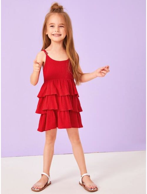 Shein Toddler Girls Tiered Layer Ruffle Cami Dress
