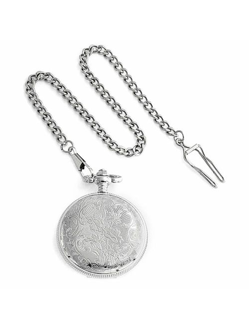 Two Tone Dad Father Gift White Dial Pocket Watch For Men Silver Gold Plated Alloy With Chain
