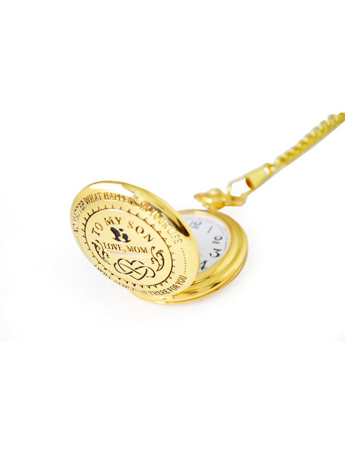 To My Son I You Retro Series Pocket Watch Quartz Watches Pendent Necklace Watch Chain Best Christmas Gift for Children