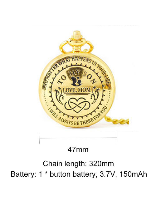 To My Son I You Retro Series Pocket Watch Quartz Watches Pendent Necklace Watch Chain Best Christmas Gift for Children
