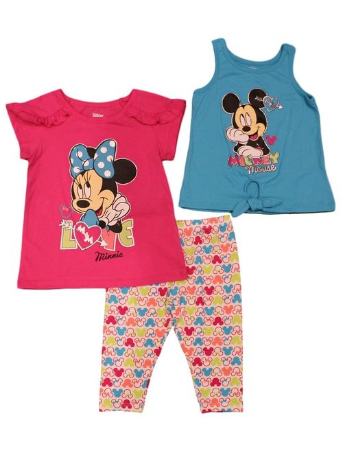 Disney Little Girls' Minnie Mouse 3 Piece Capri Leggings Set