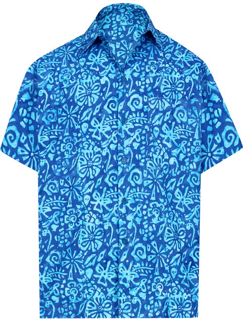 Hawaiian Shirt Mens Beach Aloha Camp Party Holiday Short Sleeve Button Up Down Floral Hand Paint Cotton B