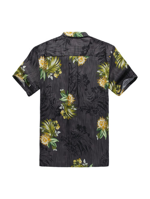 Hawaiian Shirt Aloha Shirt in Black Gray Floral